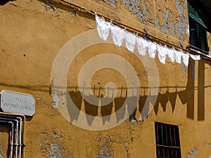 Underpants on washing line in Cinque Terre Italy