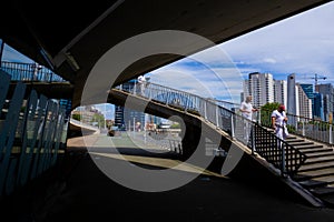 Rotterdam, the Netherlands, 07 15 2024 underpass at the foot of erasmus bridge