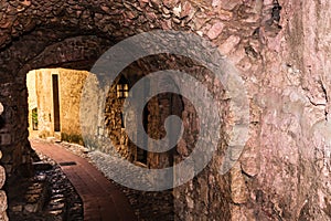 Underpass in the picturesque mountain village Eze, France