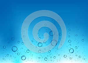 Undersea blue fizzing air, water or oxygen bubbles vector tex