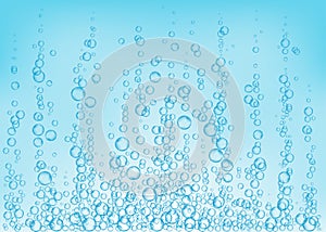 Undersea blue fizzing air, water or oxygen bubbles vector tex