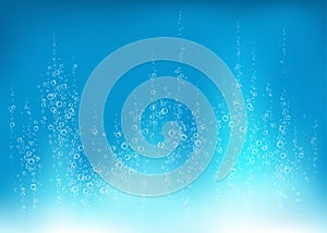 Undersea blue fizzing air, water or oxygen bubbles vector tex