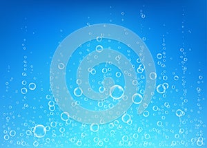 Undersea blue fizzing air, water or oxygen bubbles vector tex