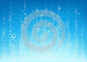 Undersea blue fizzing air, water or oxygen bubbles vector tex