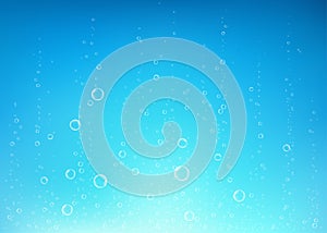 Undersea blue fizzing air, water or oxygen bubbles vector tex