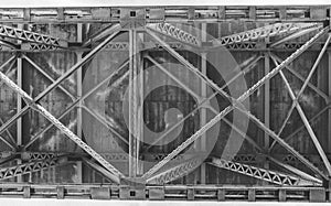 Underside of bridge support beams