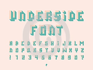 Underside font. Vector alphabet
