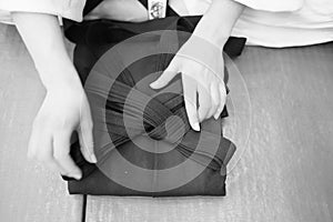 The underside of the hakama aikido clothing