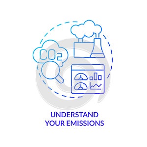 Understand your emissions blue gradient concept icon