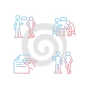 Understanding in communication gradient linear vector icons set
