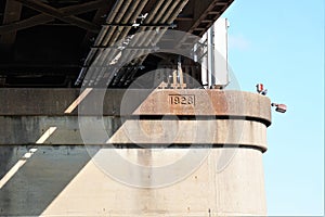 Understory of aging infrastructure bridge built in 1928