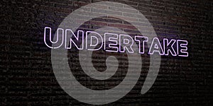 UNDERTAKE -Realistic Neon Sign on Brick Wall background - 3D rendered royalty free stock image