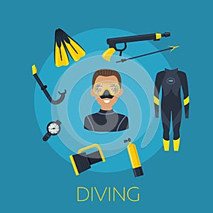 Underwater activity vector icons