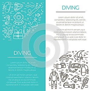 Underwater activity vector icons