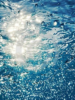 Underwater Air Bubbles with sunlight