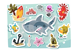 Underwater animals icons set