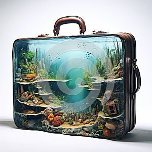 Underwater Art: Exquisite Travel Luggage In Ultra Detailed Primitivist Style