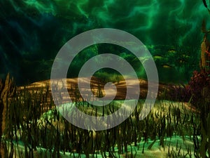 Underwater background in green colours