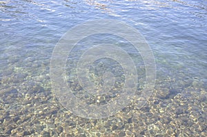 Underwater background of Lake Voulismeni from Agios Nikolaos in Crete island
