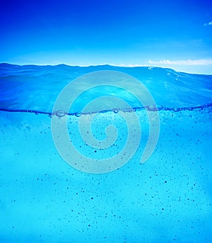 Underwater background ready for design. Clean and clear waterline photo