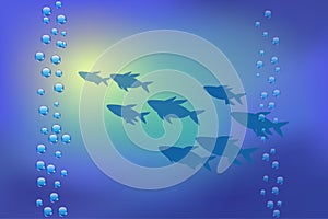 Underwater background, vector illustration for design works and banners