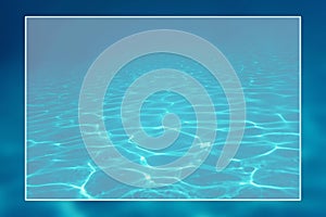 Underwater background white border frame, water surface blank text box