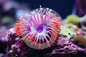 Underwater beautiful colorful dancing reef Anemone group coral tropical animal Anemonefish nature salt water fish tank