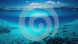 Underwater blue ocean sandy background