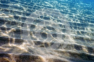 Underwater Blue Ocean, Sandy sea bottom Underwater background