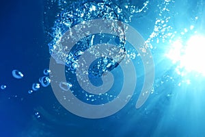 Underwater Bubbles Sunlight, Underwater background Bubbles Water Surface