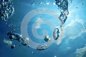 Underwater Bubbles Sunlight, Underwater background Bubbles Water Surface