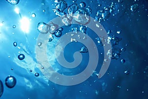 Underwater Bubbles Sunlight, Underwater background Bubbles