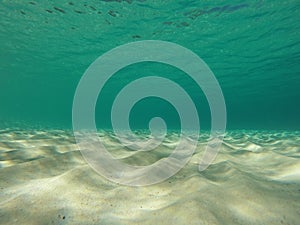 Underwater Caribbean seascape of aqua and sand on island of St John, USVI