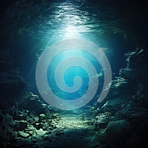 Underwater cave, Abstract sea and ocean backgrounds for your design, deep ocean