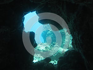 Underwater cavern hole