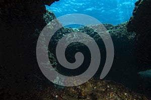 Underwater caves at Cape Greko in Cyprus