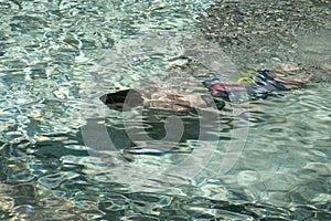 Underwater child swimming