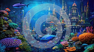 An underwater city with bioluminescent coral. Resplendent.