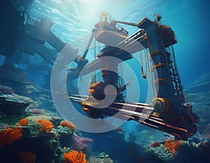 Underwater construction platform engaged in engineering
