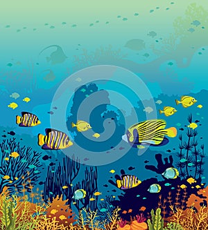 Underwater coral reef and fish