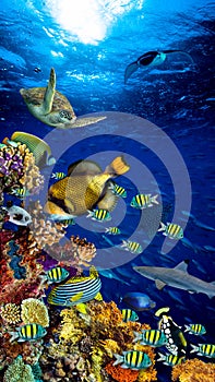 Underwater coral reef landscape