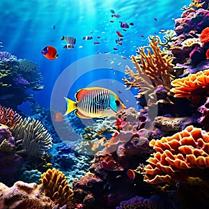 underwater coral reef scene with colorful fish swimming k uhd