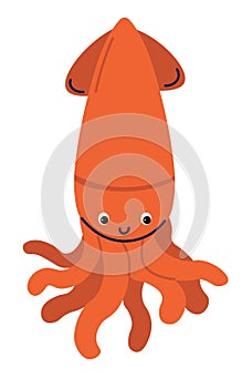 Underwater creatures, squid mollusc animal vector