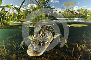 underwater crocodile, AI generated