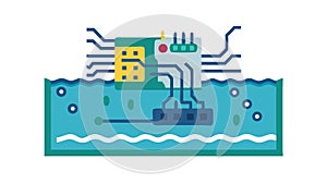 Underwater Data Cable, Submarine Communication Network, vector design Generative AI