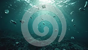 Underwater Debris with Sunlight