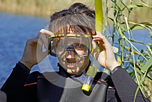 Underwater diving girl