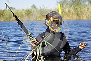 Underwater diving girl