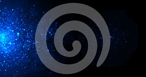 Underwater dust particles moving under rim light tiny source