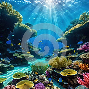 An underwater ecosystem teeming with vibrant marine emphasizing the and importance of marine